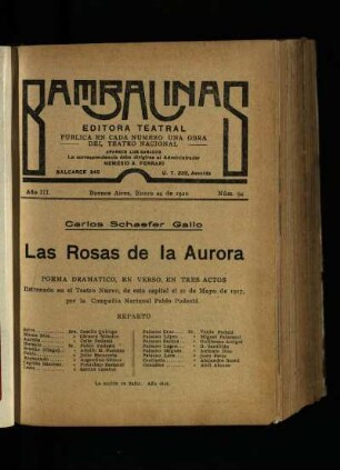Las rosas de la aurora : poema dramático en verso, en tres actos