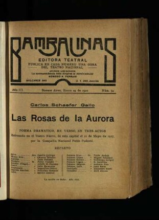 Las rosas de la aurora : poema dramático en verso, en tres actos
