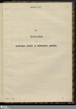 G. Uebersicht der staatlichen Fonds zu bestimmten Zwecken