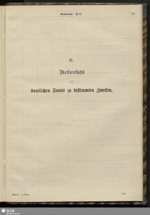 G. Uebersicht der staatlichen Fonds zu bestimmten Zwecken