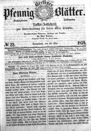 No. 22, Sonnabend, den 28. Mai