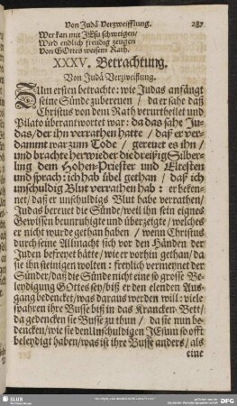 XXXV. Betrachtung. Von Judä Verzweiflung