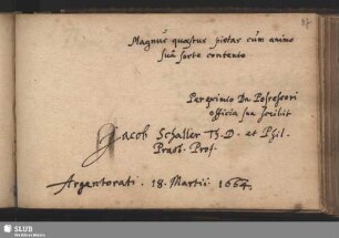 Stammbucheintrag von Jacob Schaller. Straßburg, 18. März 1664