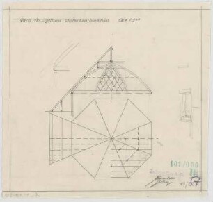 Fischer, Theodor; Planegg bei München (Bayern); Ev. Waldkirche - Schnitt, Details