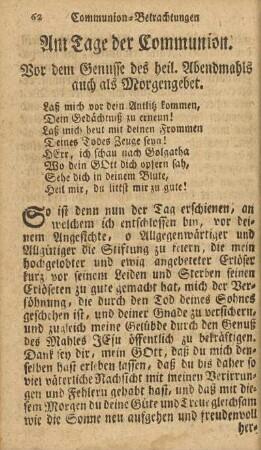 Am Tage der Communion