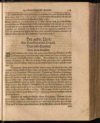 Der andre Theil, Von Kranckheiten des Hertzens