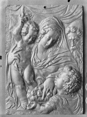 Halbfigur der Madonna mit Christuskind und Johannes dem Täufer