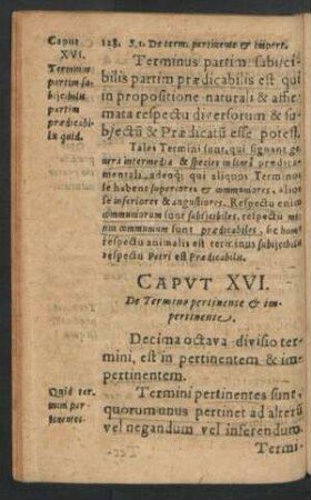 Caput XVI. De Termino pertinente & impertitente.