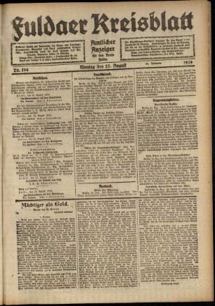 Ausgabe vom Montag, den 25. August 1919.