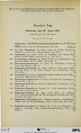 Schmuck- und Gebrauchsgegenstände aus Gold und Silber (Nr. 201-259)
