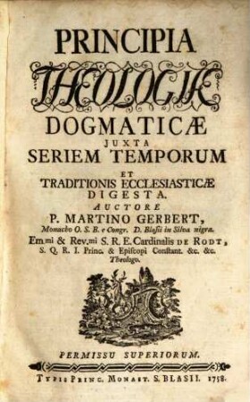 Principia Theologiae Dogmaticae Iuxta Seriem Temporum Et Traditionis Ecclesiasticae Digesta