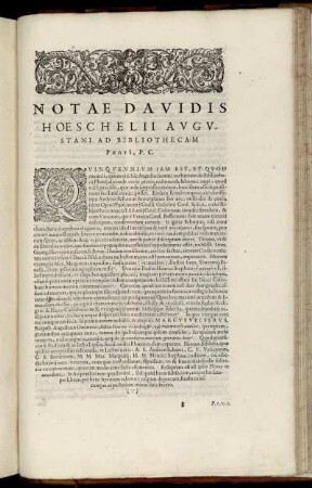 Notae Davidis Hoeschelii Augustani Ad Bibliothecam Photi, P. C.