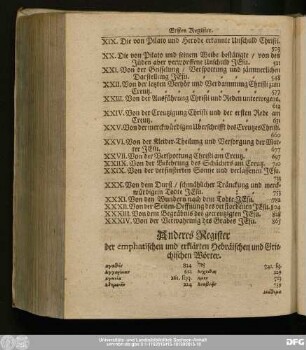 Anderes Register der emphatischen erklärten Hebräischen und Griechischen Wörter.