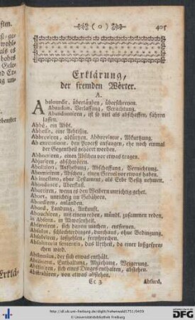 Erklärung der fremden Wörter.