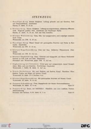 Steinzeug (Nr. 1-11)