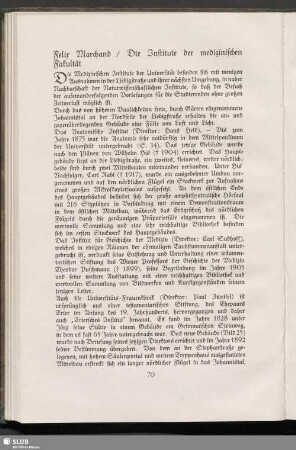Die Institute der medizinischen Fakultät