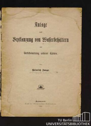 Anlage und Bepflanzung von Wasserbehältern zur Verschönerung unserer Gärten