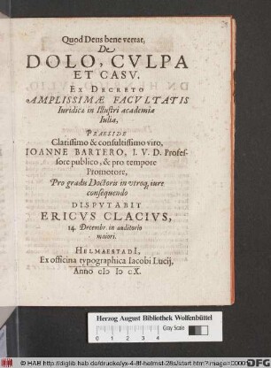 De Dolo, Culpa Et Casu