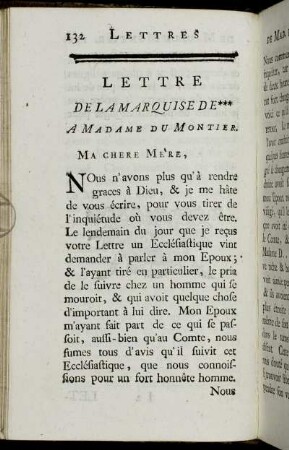 Lettre De La Marquise De*** A Madame Du Montier. - Reponse A La Précédente.