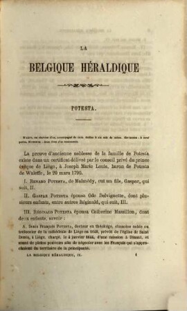 La Belgique héraldique : recueil historique, chronologique, généalogique et biographique complet de toutes les maisons nobles reconnues de la Belgique, 9