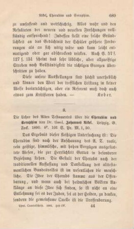 689-690 [Rezension] Nikel, Johannes, Die Lehre des Alten Testamentes über die Cherubim und Seraphim