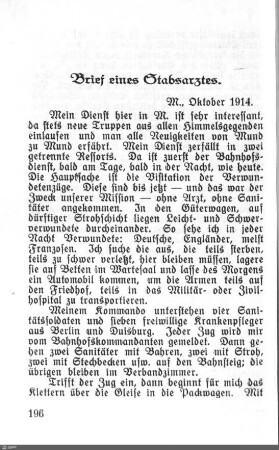 Brief eines Stabsarztes