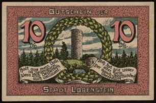 10 Pfg. Gutschein der Stadt Lobenstein