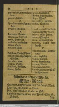 Allerhand nöthige Wörter. Ellen-Maaß