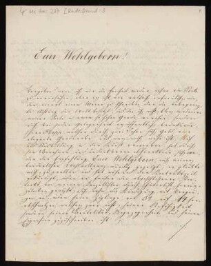 Brief von Carl Joseph Kinderfreund an Louis Spohr