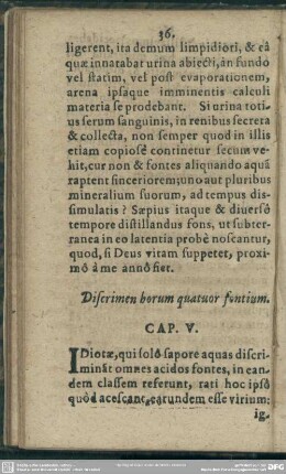 Discrimen horum quatuor fontium. Cap. V.