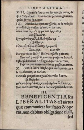 III. Beneficentia seu Liberalitas