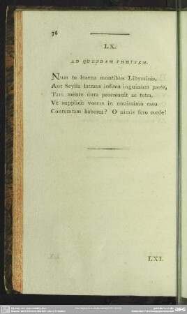 LX. Ad Quendam Immitem