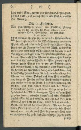Die 3. Historia. Wie Eulenspiegels Vater von Knettling hinweg zog, an das Wasser, die Saal genannt, und wie sein Sohn, Eulenspiegel, auf dem Seil lernet gehen