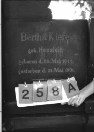 Grabstein 258 [Hahn S. 122 Grab-Nr. 880/881]: Grabstein 258A [Hahn S. 122 Grab-Nr. 880/881]