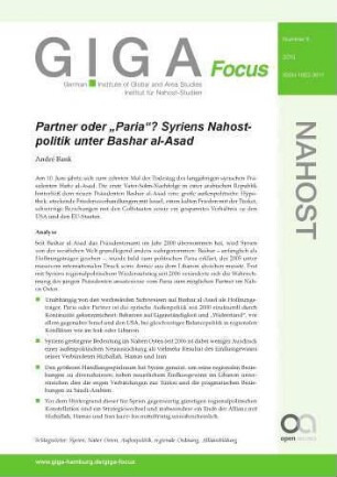 Partner oder "Paria"? : Syriens Nahostpolitik unter Bashar al-Asad