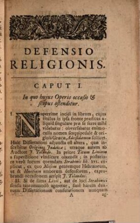 Defensio religionis nec non Mosis et gentis judaicae contra duas Dissertationes Joh. Tolandi
