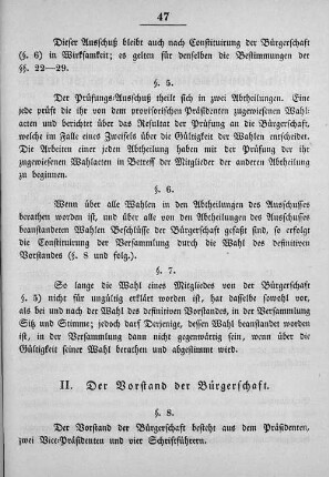 II. Der Vorstand der Bürgerschaft.