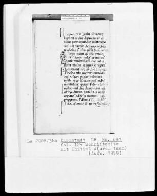 Laacher Sakramentar — Initiale A (urem tuam), Folio 12 verso