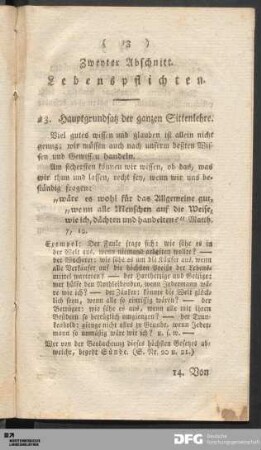 Zweyter Abschnitt. Lebenspflichten.