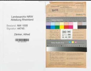Entnazifizierung Alfred Zänker, geb. 02.07.1880 (Regierungsinspektor)