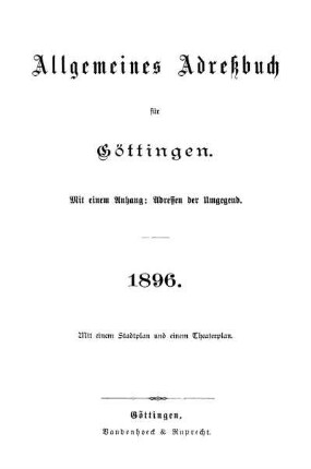 1896: Allgemeines Adressbuch für Göttingen