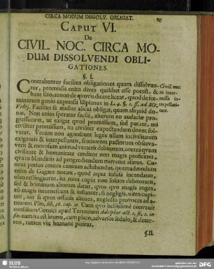 Caput VI. De Civil. Noc. Circa Modum Dissolvendi Obligationes