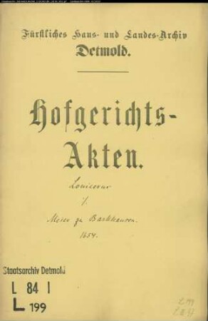 Lonicerus, Johann gegen Jobst Christian Meier zu (Nieder-) Barkhausen - Schuldforderung