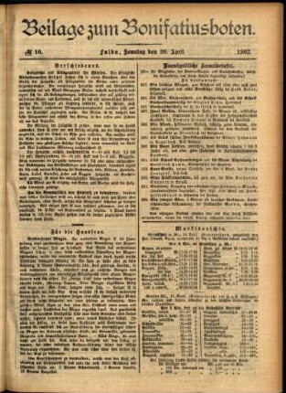Zweite Ausgabe vom Sonntag, den 20. April 1902.