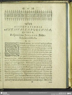 Disputationis Antiwalenburchicae, Quintae ...