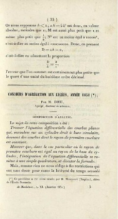 Concours d´agrégation aux lycées, année 1851
