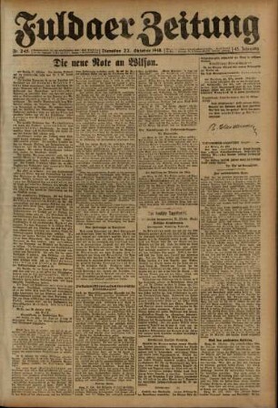 Ausgabe vom Dienstag, den 22. Oktober 1918.