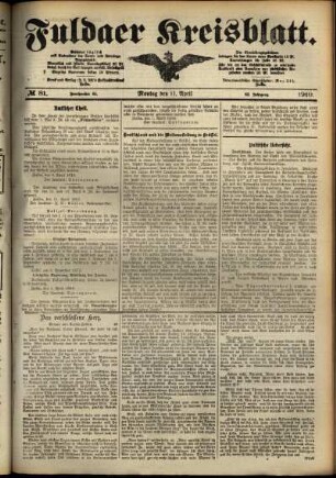 Ausgabe vom Montag, den 11. April 1910.