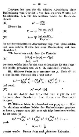 Mittlerer Fehler des Mittels berechnet aus den plausibelsten Fehlern der Beobachtungen einerseits; aus den mittlern Fehlern der Beobachtungen andrerseits