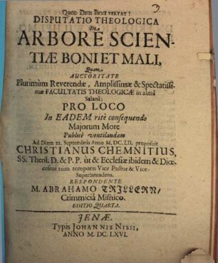 Disp. theol. de arbore scientiae boni et mali